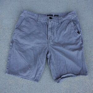 Quiksilver Straight Fit Shorts 31 Mens Gray Chino Cotton Flat Front Pockets